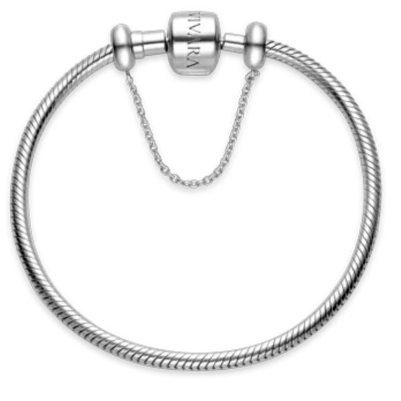 VIVARA Barrel Clasp Snake Chain Bracelet with Safety Chain Charm - Picture 1 of 7